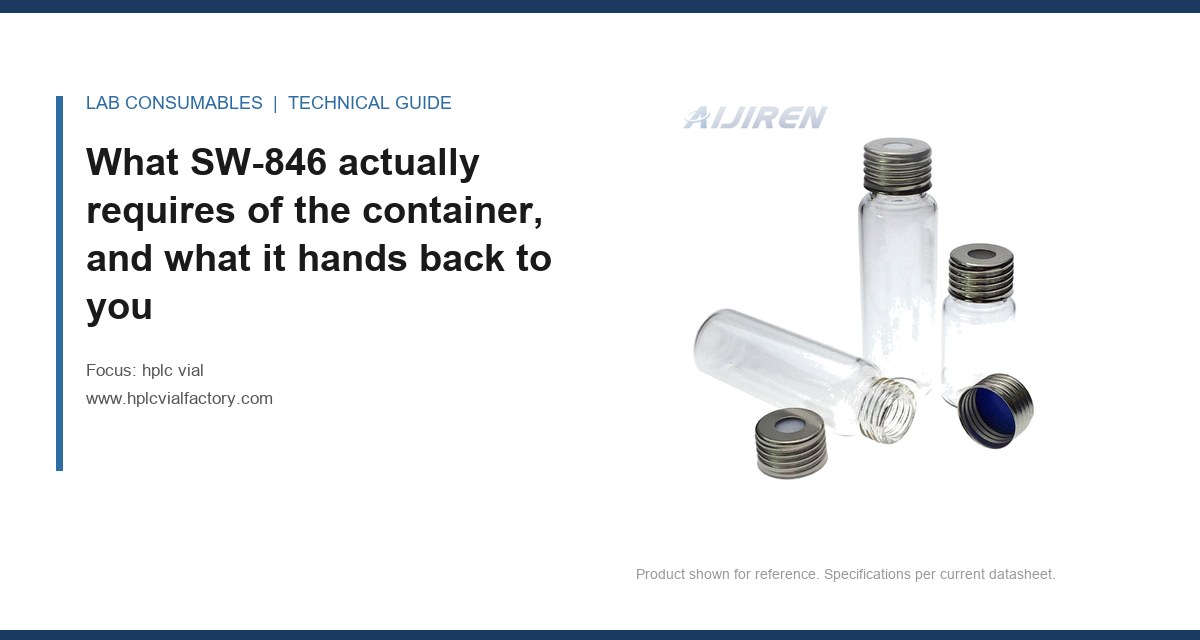 What SW-846 actually requires of the container, and what it hands back to you